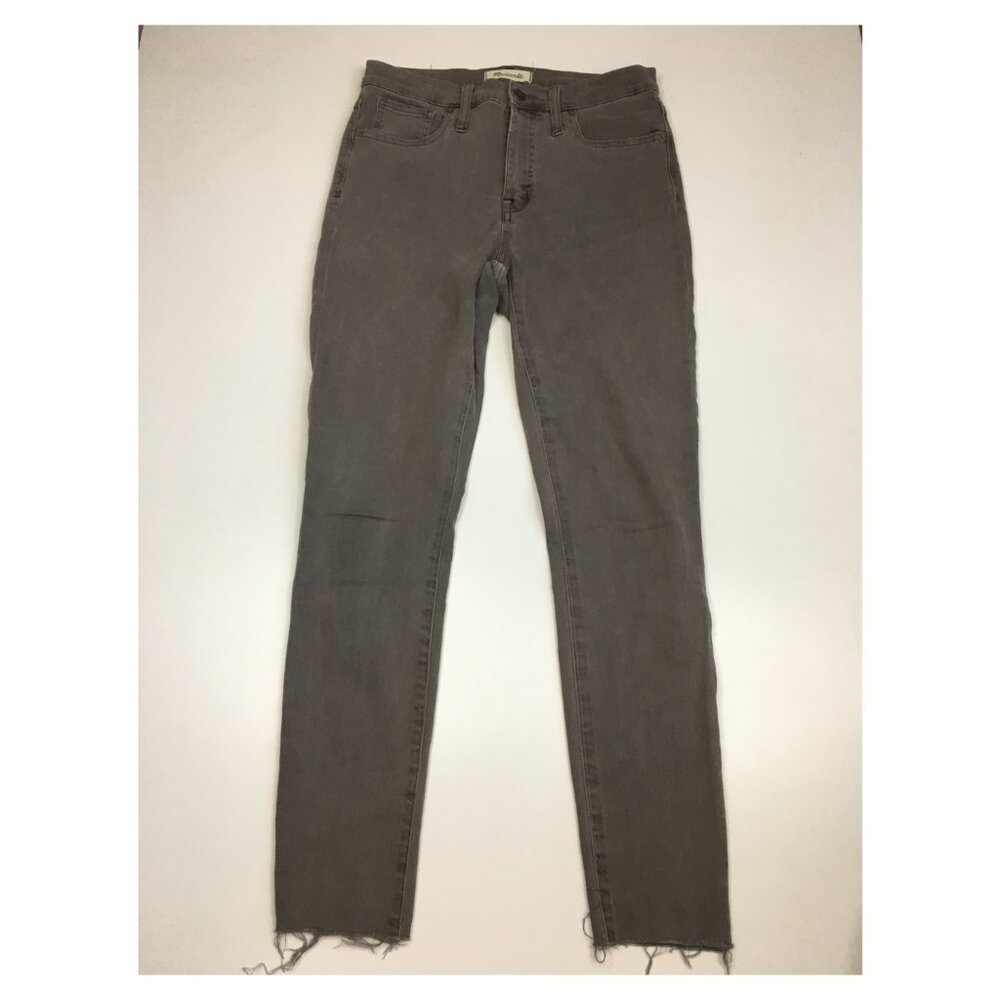 MADEWELL Gray 9" High Rise Skinny Raw Edge Hem 5 Pocket Logo Hardware Jeans